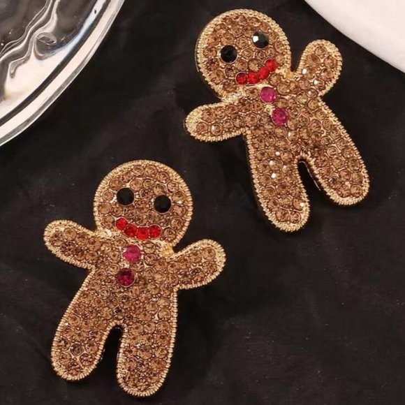 Cubic Zirconia Gingerbread Man Earrings - Picture 3 of 5